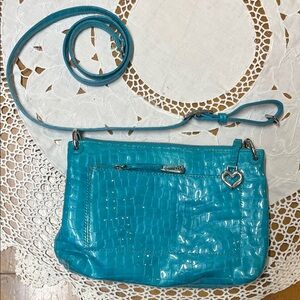 Bighton crossbody. Turquoise Blue Croc-Embossed Women Bag